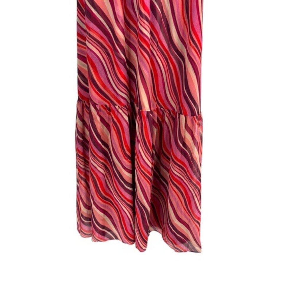 Tuckernuck One-Shoulder Maxi Dress in Pink and Red Wave Print - Picture 10 of 12